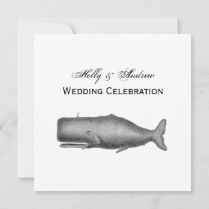 Vintage 19th Century Whale Drawing Invitation