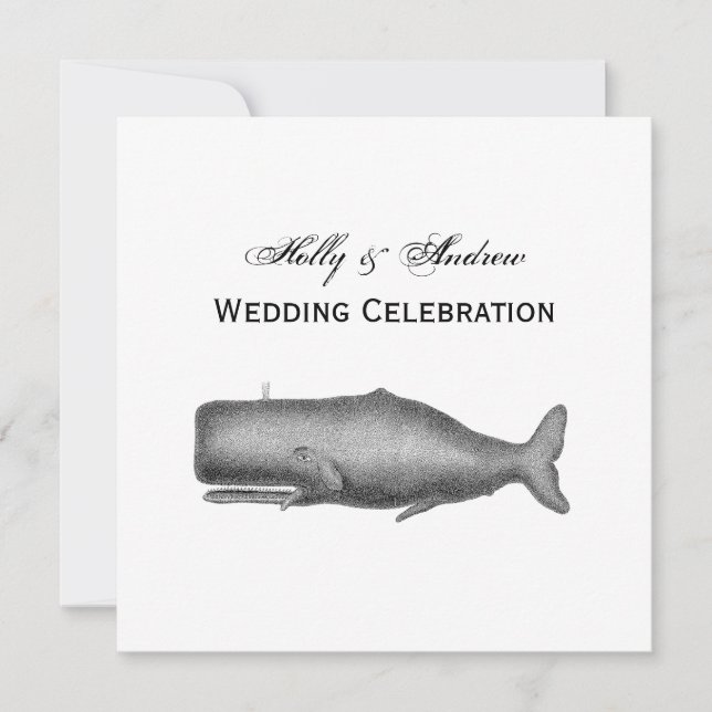 Vintage 19th Century Whale Drawing Invitation (Front)