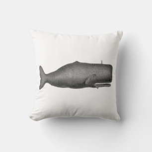 Vintage 19th Century Whale Drawing N Cushion