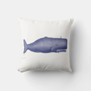 Vintage 19th Century Whale Drawing N Cushion