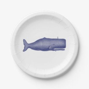 Vintage 19th Century Whale Drawing N Paper Plate