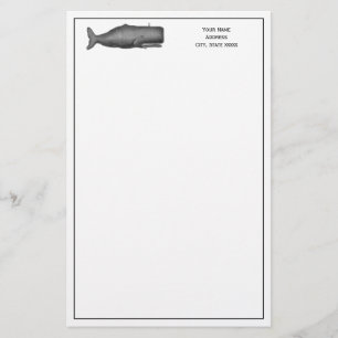 Vintage 19th Century Whale Drawing N Stationery