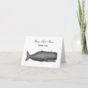 Vintage 19th Century Whale Drawing N Thank You Card