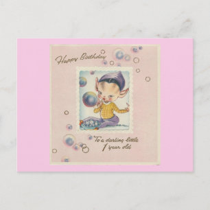 Vintage "1 Year Old" Happy Birthday Elf Postcard