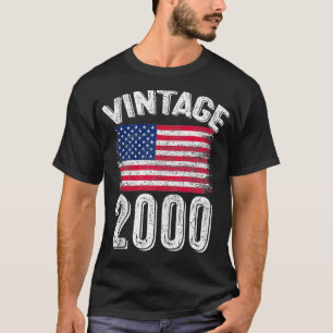 Vintage 2000 24 Years Old American Flag Birthday 4 T-Shirt