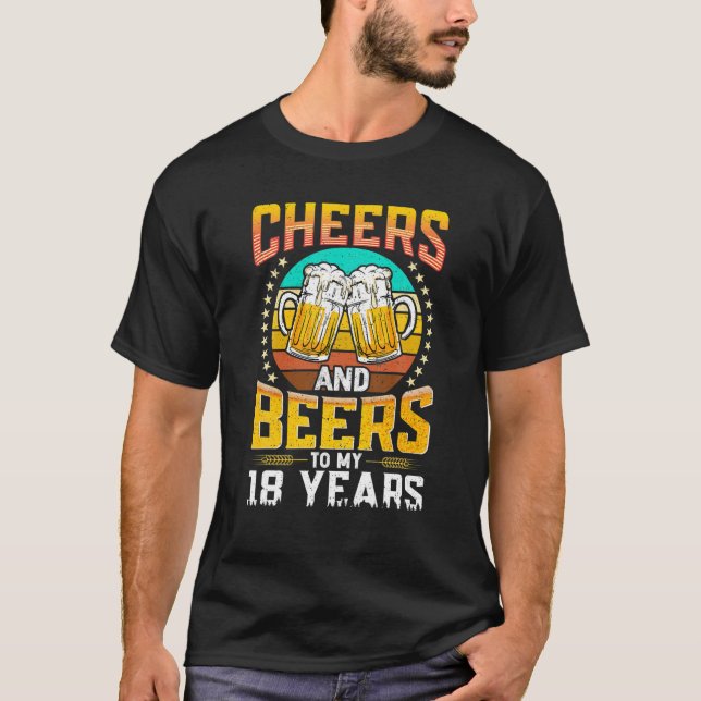 Vintage 2002 Cheers And Beers To My 18 Years Birth T-Shirt (Front)