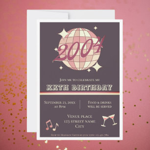 Vintage 2004 21st birthday retro purple Invitation