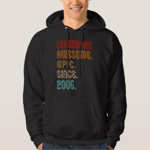 Vintage 2005 17th Birthday Legendary Awesome Epic Hoodie