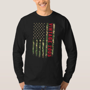 Vintage 2005 American Flag Camo 17 Years Old 17th T-Shirt