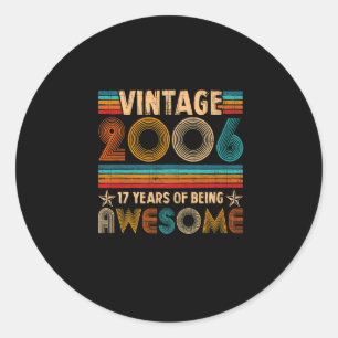 Vintage 2006 17th Birthday Gift Boys Girls 17 Year Classic Round Sticker
