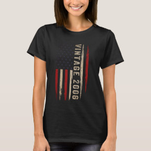Vintage 2006 19th Birthday American Flag 19 Years T-Shirt
