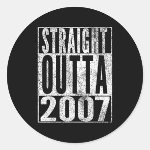 Vintage 2007 19th Birthday 19 Years Old Retro Men Classic Round Sticker