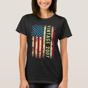 Vintage 2007 American Flag 16 Year Old 16th Birth T-Shirt