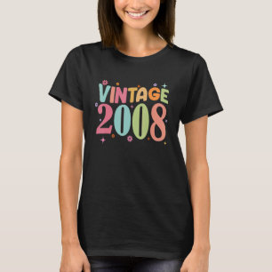 Vintage 2008 14 Year Old 14th Birthday Groovy T-Shirt