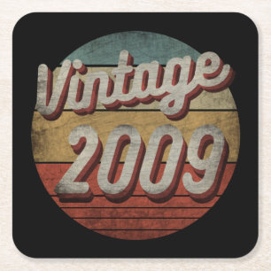 VINTAGE 2009 MEN WOMEN BIRTHDAY GIFT SQUARE PAPER COASTER