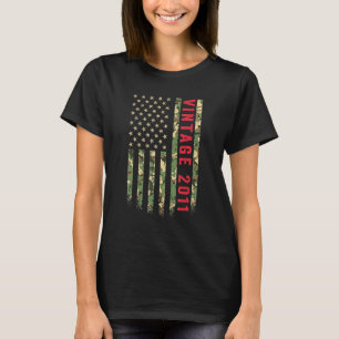 Vintage 2011 American Flag Camo 11 Years Old 11th T-Shirt