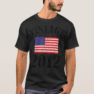 Vintage 2012 12 Years Old American Flag Birthday 4 T-Shirt