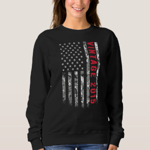 Vintage 2015 American Flag Camo 7 Years Old 7th Bi Sweatshirt