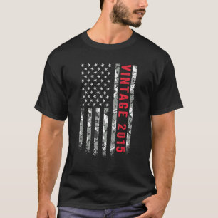 Vintage 2015 American Flag Camo 7 Years Old 7th Bi T-Shirt