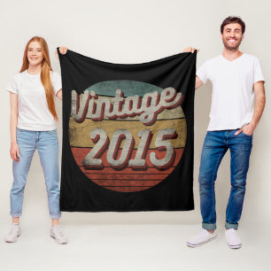 VINTAGE 2015 MEN WOMEN BIRTHDAY GIFT FLEECE BLANKET