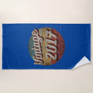 VINTAGE 2017 MEN WOMEN BIRTHDAY GIFT BEACH TOWEL