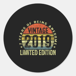 Vintage 2019 Limited Edition 7 Year Old 7th Birthd Classic Round Sticker