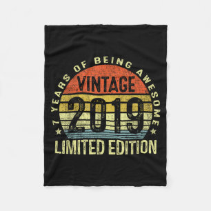 Vintage 2019 Limited Edition 7 Year Old 7th Birthd Fleece Blanket