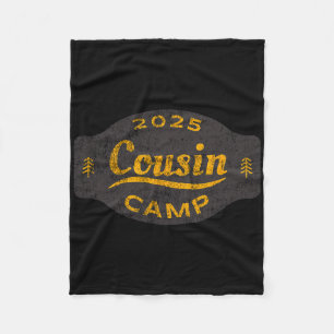 Vintage 2025 Cousin Camp Logo - Fun Summer Family Fleece Blanket