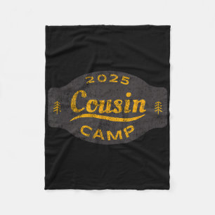 Vintage 2025 Cousin Camp Logo - Fun Summer Family  Fleece Blanket