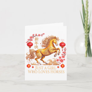 Vintage 2026 Just Girl Who Loves Horses Zodiac Cow Card