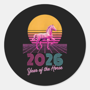 Vintage 2026 Year Of The Horse Lunar Cowgirl Cny Z Classic Round Sticker