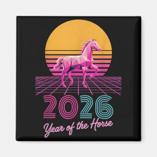 Vintage 2026 Year Of The Horse Lunar Cowgirl Cny Z Magnet