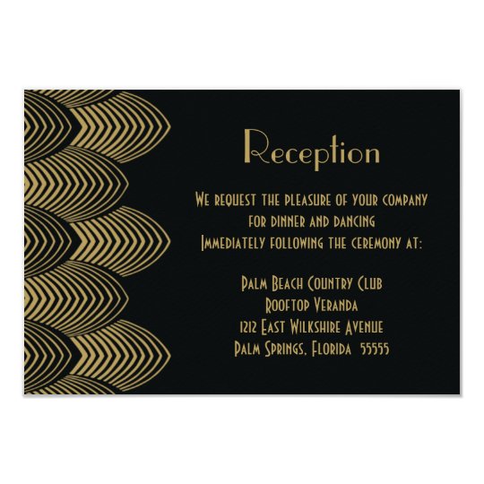 Vintage 20's Art Deco Scalloped Wedding Reception Card