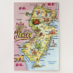 Vintage 20x30 New Jersy Map  Jigsaw Puzzle