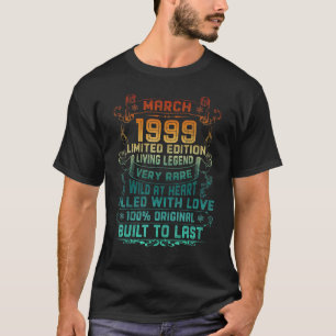 Vintage 23 Years Old March 1999 23th Birthday T-Shirt