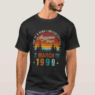 Vintage 23Th Birthday Awesome Since March 1999 T-Shirt