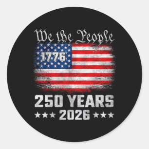 Vintage 250 Years 1776-2026 250th Birthday 4th Classic Round Sticker