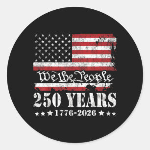 Vintage 250 Years 1776 2026 250th Birthday 4th Classic Round Sticker