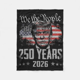 Vintage 250 Years 1776 2026 250th Birthday 4th Jul Fleece Blanket
