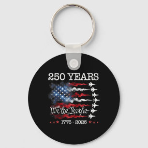 Vintage 250 Years 1776-2026 Flag USA Fighter Jets Key Ring