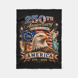 Vintage 250 Years Aamerican Anniversary 1776-2026 Fleece Blanket