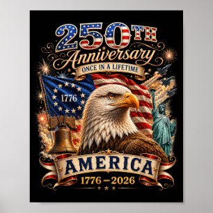 Vintage 250 Years Aamerican Anniversary 1776-2026 Poster