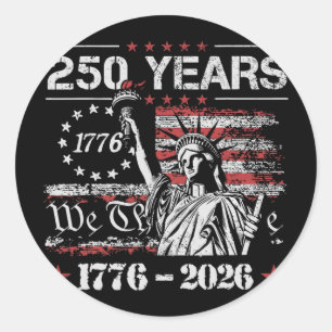 Vintage 250 Years American Flag 250th Birthday Usa Classic Round Sticker