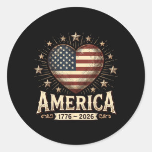 Vintage 250 Years Patriotic USA 250th Birthday 4th Classic Round Sticker