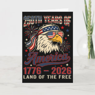Vintage 250th Years Birthday 4th July Usa Flag Ame Card