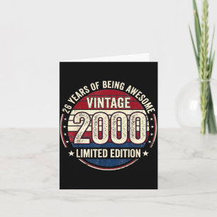 Vintage 26 Birthday Decorations Men 26yr 2000 26th Card