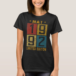 Vintage 30th Birthday May 1992 Born In 1992 30 Yrs T-Shirt