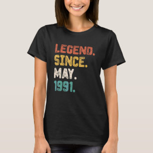 Vintage 31 Years Old Legend Since May 1991 31st Bi T-Shirt