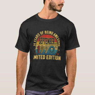 Vintage 31St Birthday Born In September 1990 31 Ye T-Shirt