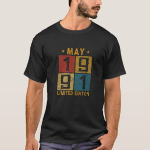 Vintage 31St Birthday May 1991 Born In 1991 31 Yrs T-Shirt